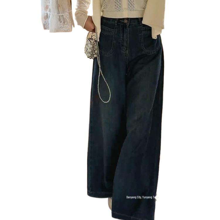 High-Waisted Wide-Leg Petite Plus Size Autumn Jeans for Women - Relaxed Lazy Style