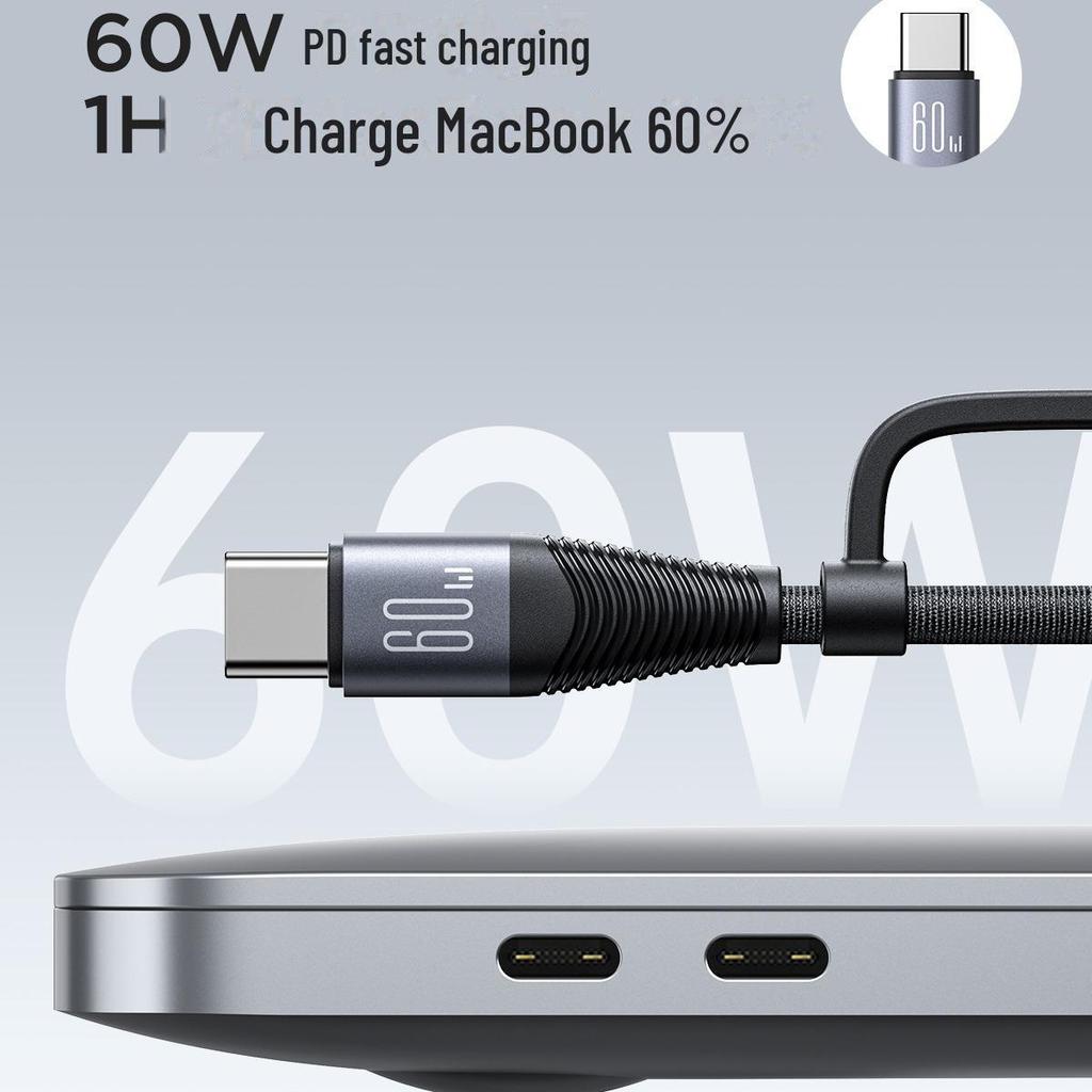 Jiletang 60W Braided Aluminum Alloy 4-in-1 Fast Charging Data Cable