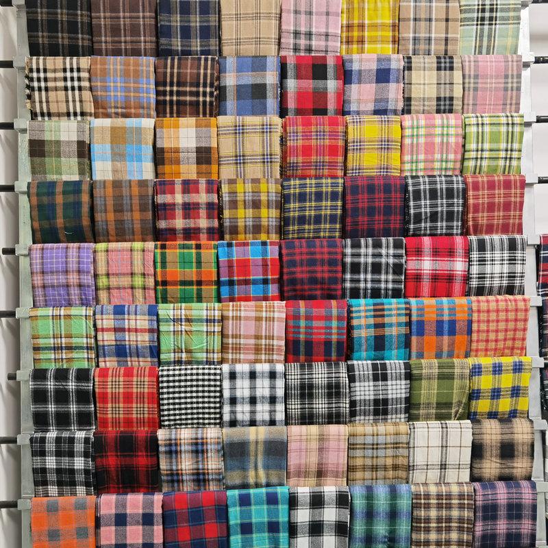 Spot Color-Woven Plaid Jacquard Fabric for Children's Autumn/Winter Brushed Polyester-Cotton Shirts