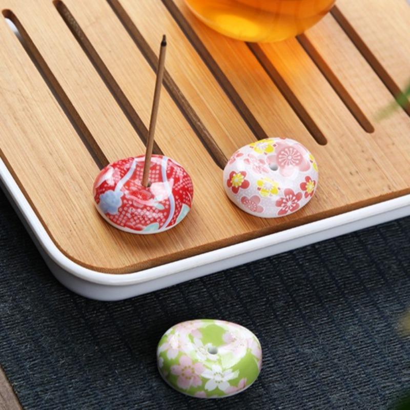Japanese Style Incense Sticks Holder Coil Censer Burner Ceramic Base Buddhist Home Indoor Altar Table Home Decoration