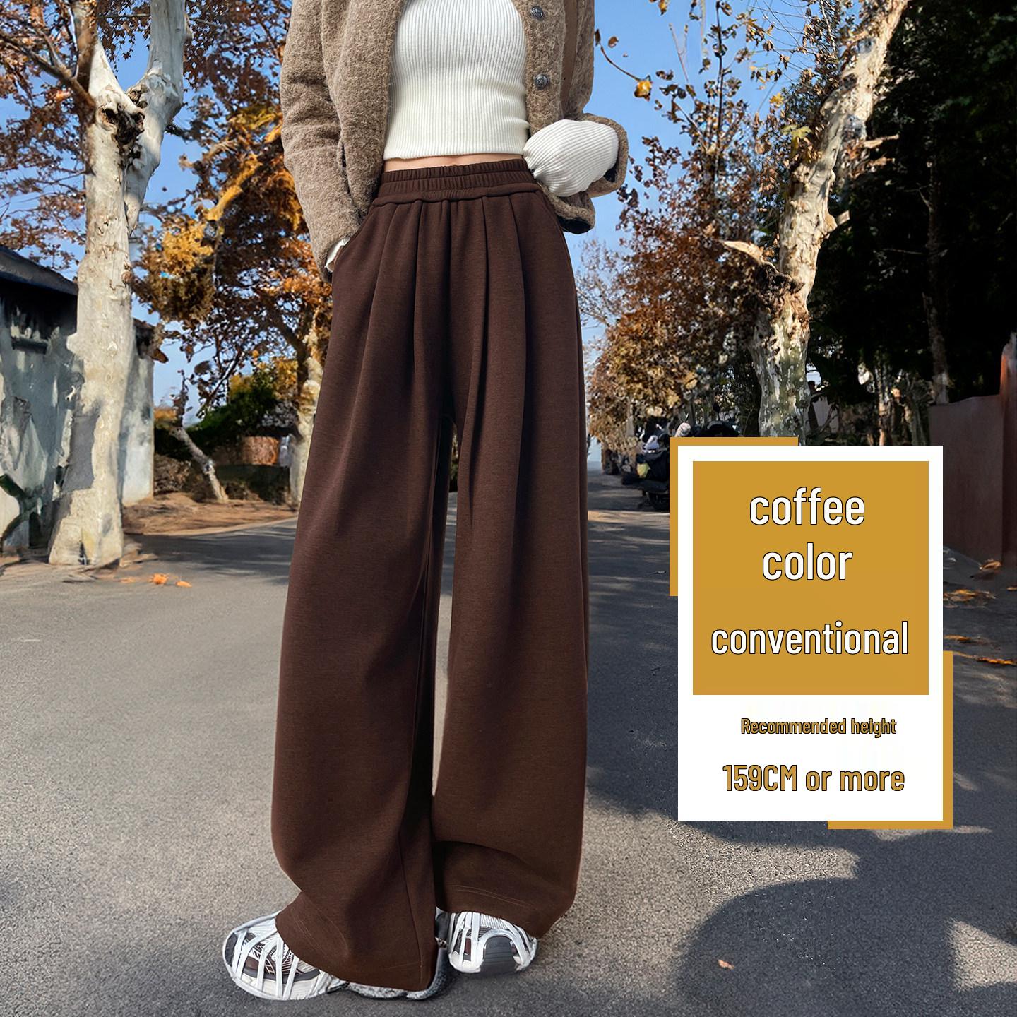 

Women s Wide-Leg Glutinous Rice Pants - 2026 New Spring/Fall/Winter Plus Velvet Drape Wool Silk Blend Sweatpants M