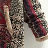 Women Overcoat Keep Warm Hooded Polyester Ethnic Pattern Winter Coat for Daily