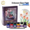Glass Paint 6-Color Set for Kids: Transparent, Waterproof DIY Glass Painting Kit with Paintbrushes