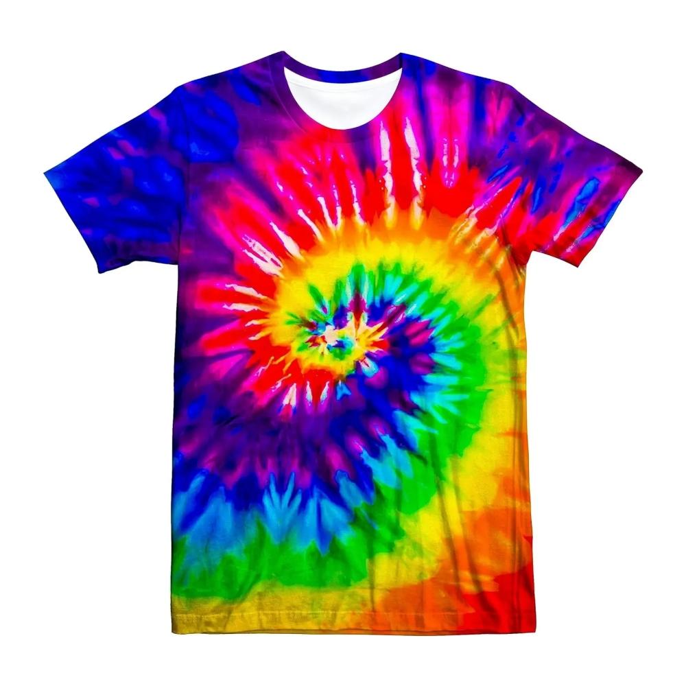 Children's T-shirt Rainbow Tie-Dye 3D Print Kids Clothes Short Sleeve T-Shirt Summer Children Top Round Neck Children's Clothing