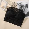 Sexy Floral Lace Camisole with Padded Bra for Women Thin Backless Tube-top No Underwire Bra
