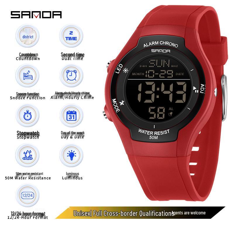 Sanda Waterproof Multifunctional Sports Watch for Teenagers and Students