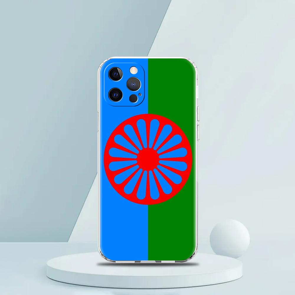 

Soft TPU Transparent Phone Case Cover for iPhone 16 15 14 13 12 11 Pro Max 16E 8 7 Plus XS MaxShell Gypsy Romani Roma Flag Capas iPhone 12 Pro