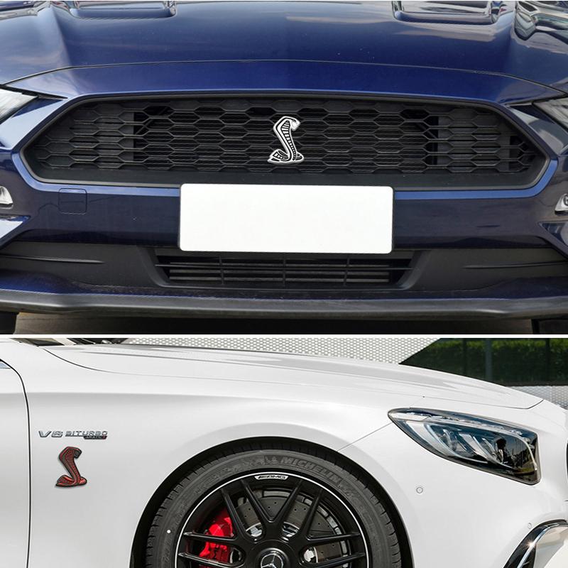 3D Metall Mustang Schlange Kobra Viper GT350 Autoaufkleber Abziehbilder Motorhaube Frontgrill Emblem Für Ford Mustang Shelby SVT GT500