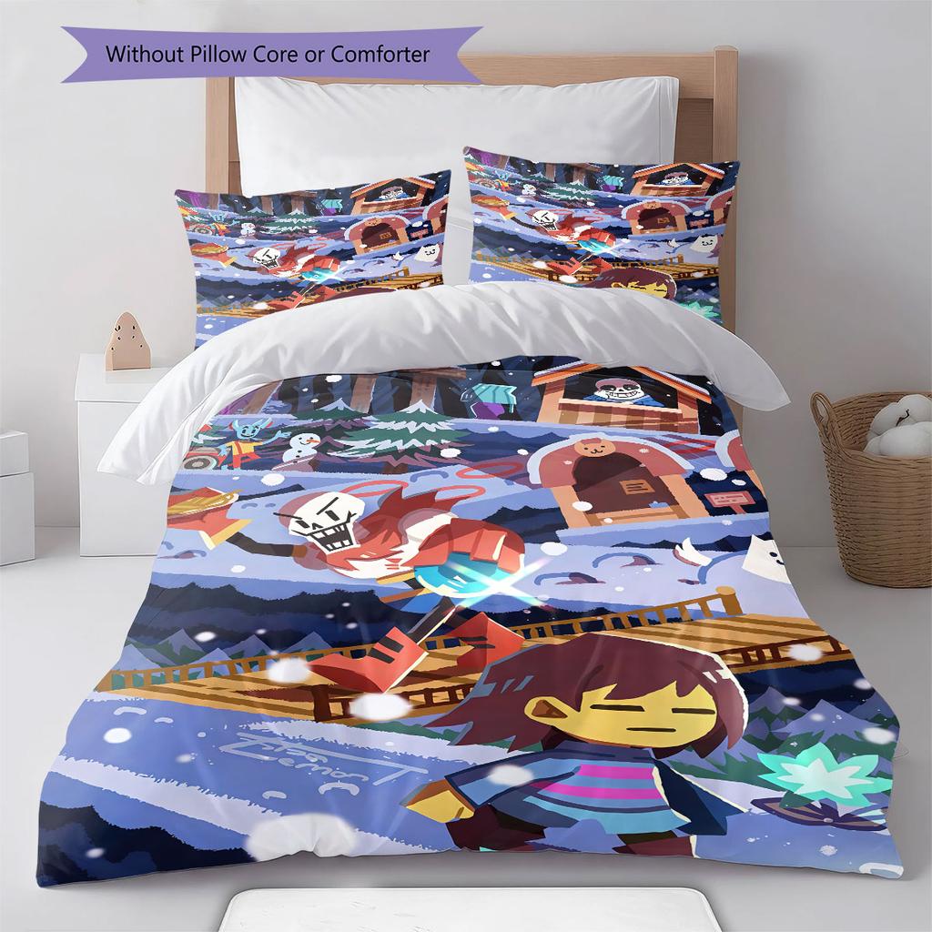 Deltarune Shadow Oath Bedding Quilt Set Quilt Cover Pillowcase Home Decoration Birthday Gift (1 * Duvet Cover + 2 * Pillowcase, Without Core)