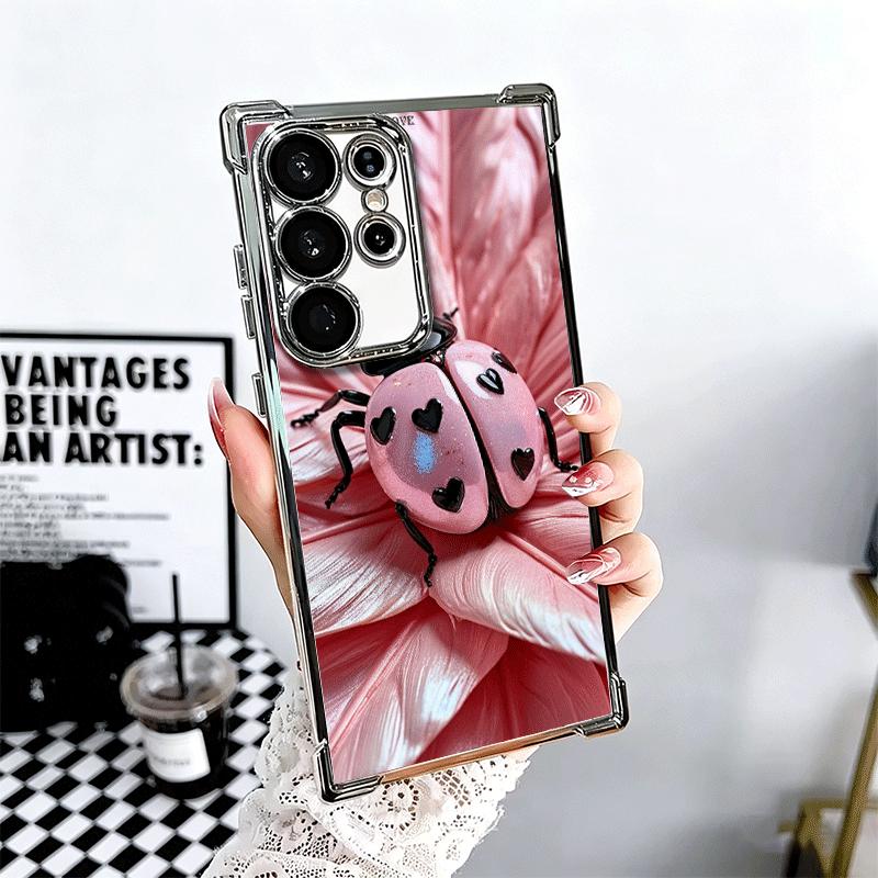 

Seven-Spotted Red ladybug Plating Phone Case For Samsung Galaxy S24 S25 FE S26 Edge S23 Ultra S22 S21 Plus S20 Anti-Fall Airabag Samsung S24 Plus