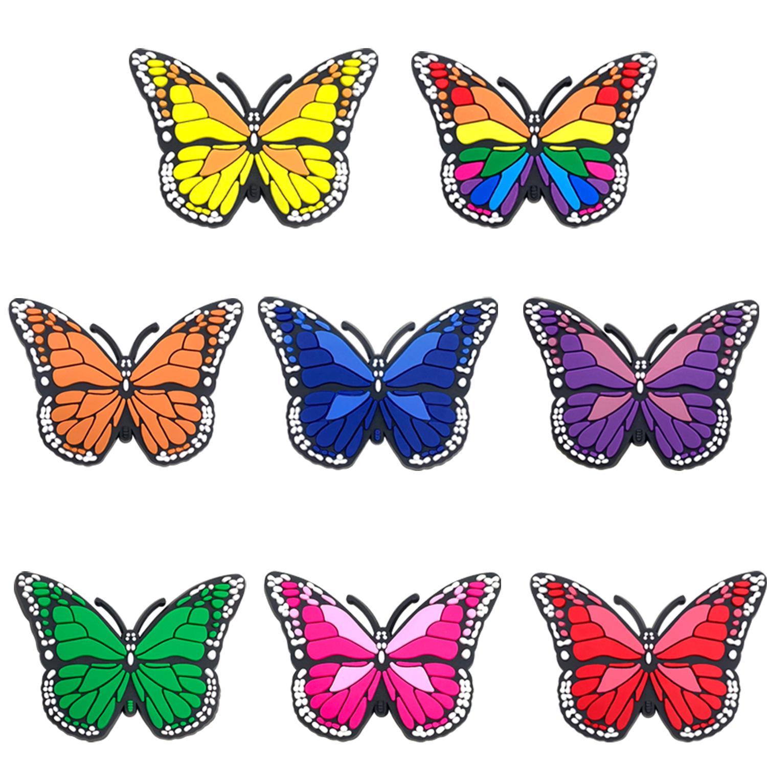 Set of 8 Butterfly Shoe Charms: Soft PVC Decorations for Crocs