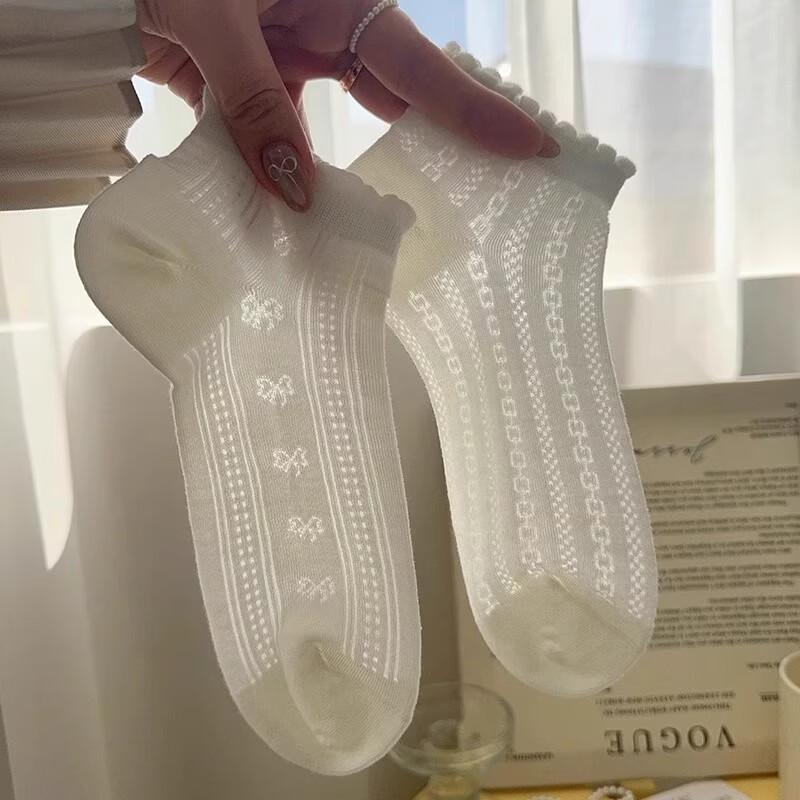 Women's Summer Breathable Cotton Lace Short Socks - 10 Pairs