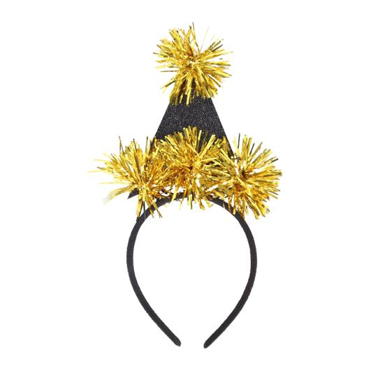 2026 New Year Headband with Number Logo Black Golden Sequin Design Streamer Decorated Hair Hoop Team Unity Prop