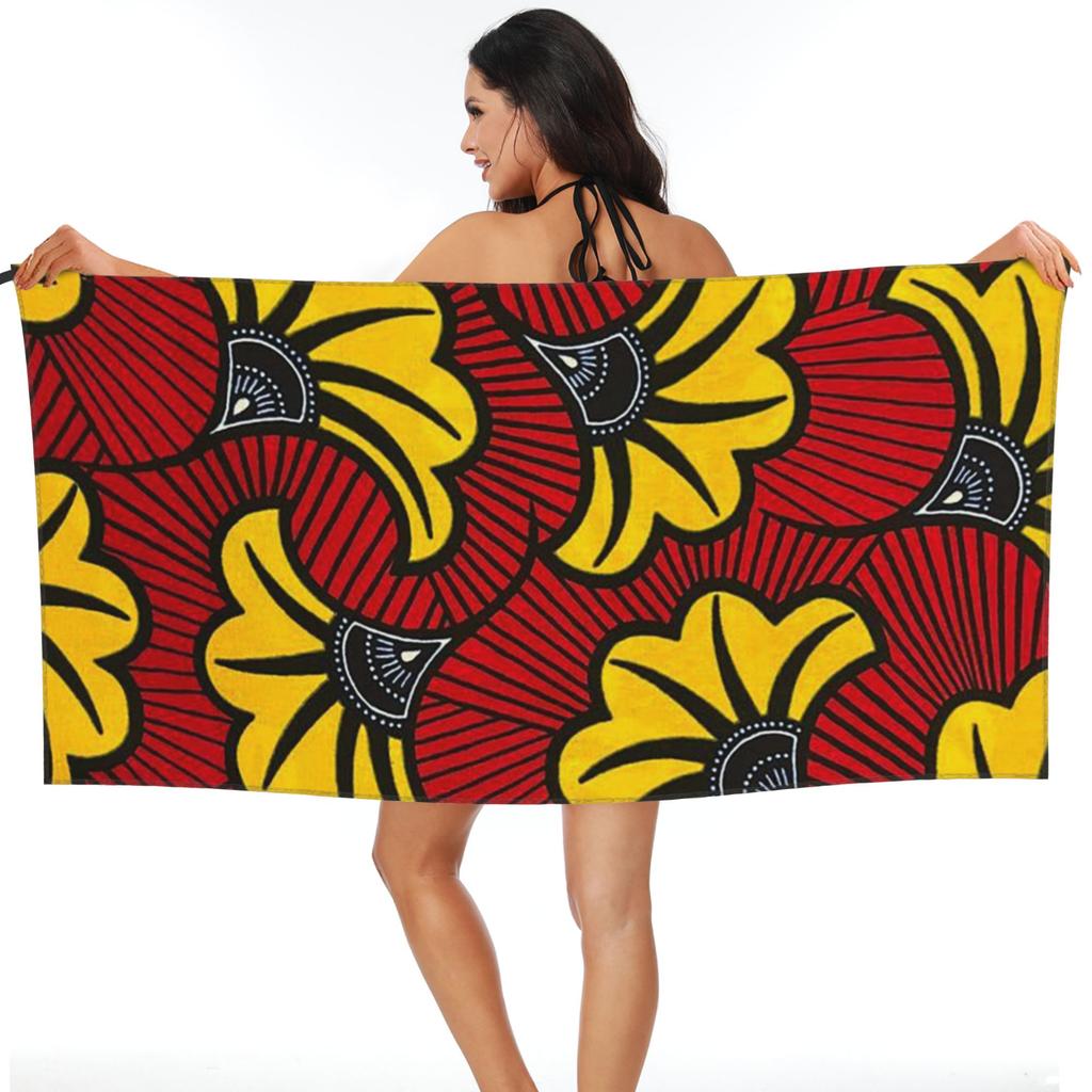 Afrikansk Ankara Vaxprint Strandhandduk Mjuk Mikrofiber Snabbtorkande Absorberande Snabba Handdukar För Simning