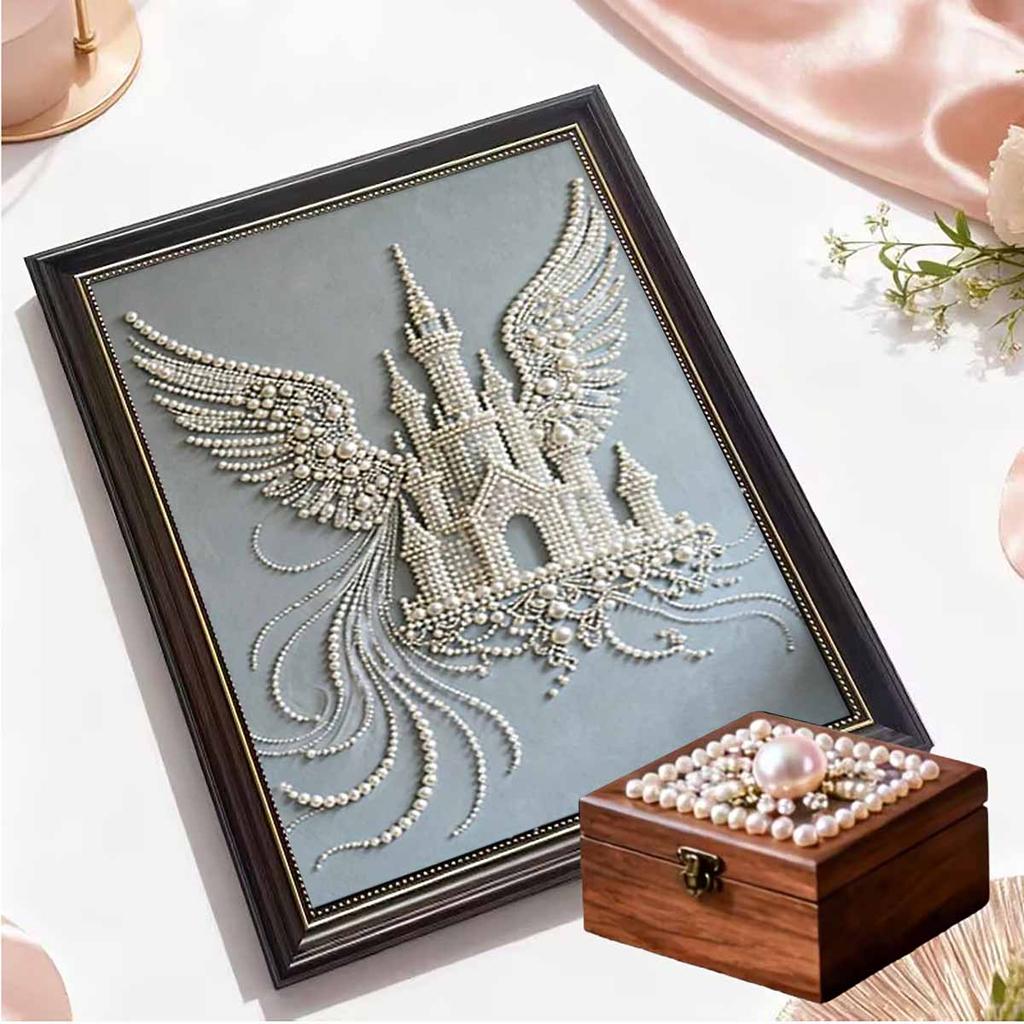 Pearl The Flying Castle DIY Diamond Art Kits 15.7x19.6inch Gem Art Diamond Painting Kits Without Frame for Adults Gift Idea Home Wall Decor