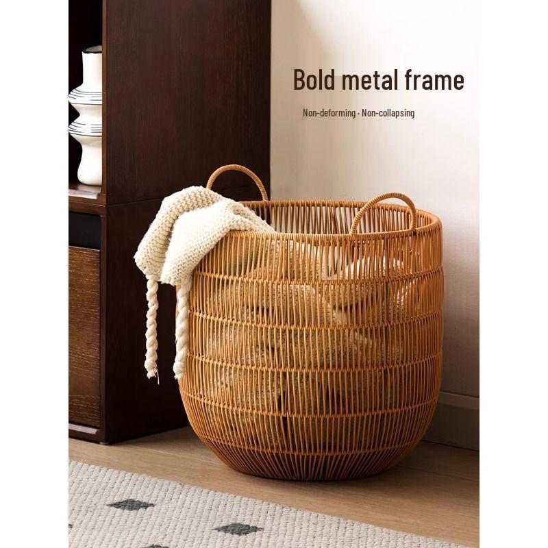 High-Value Waterproof Woven Rattan Laundry Basket for Bedroom and Bathroom