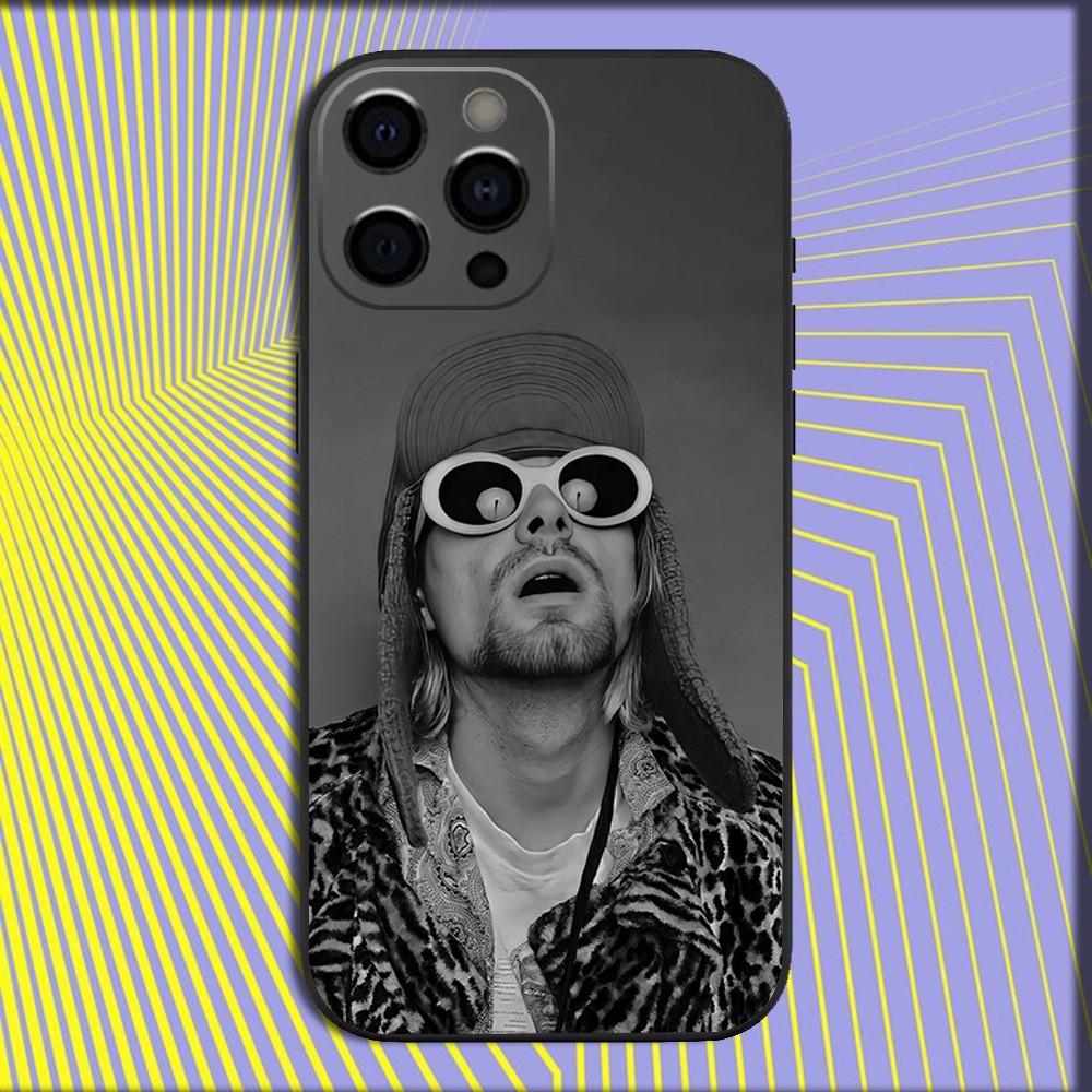 Music K-Kurt Cobain Band Phone Case For iPhone 16,15,14,13,12,11,Pro,X,XS,Max,XR,Plus,Mini Soft Black Cover