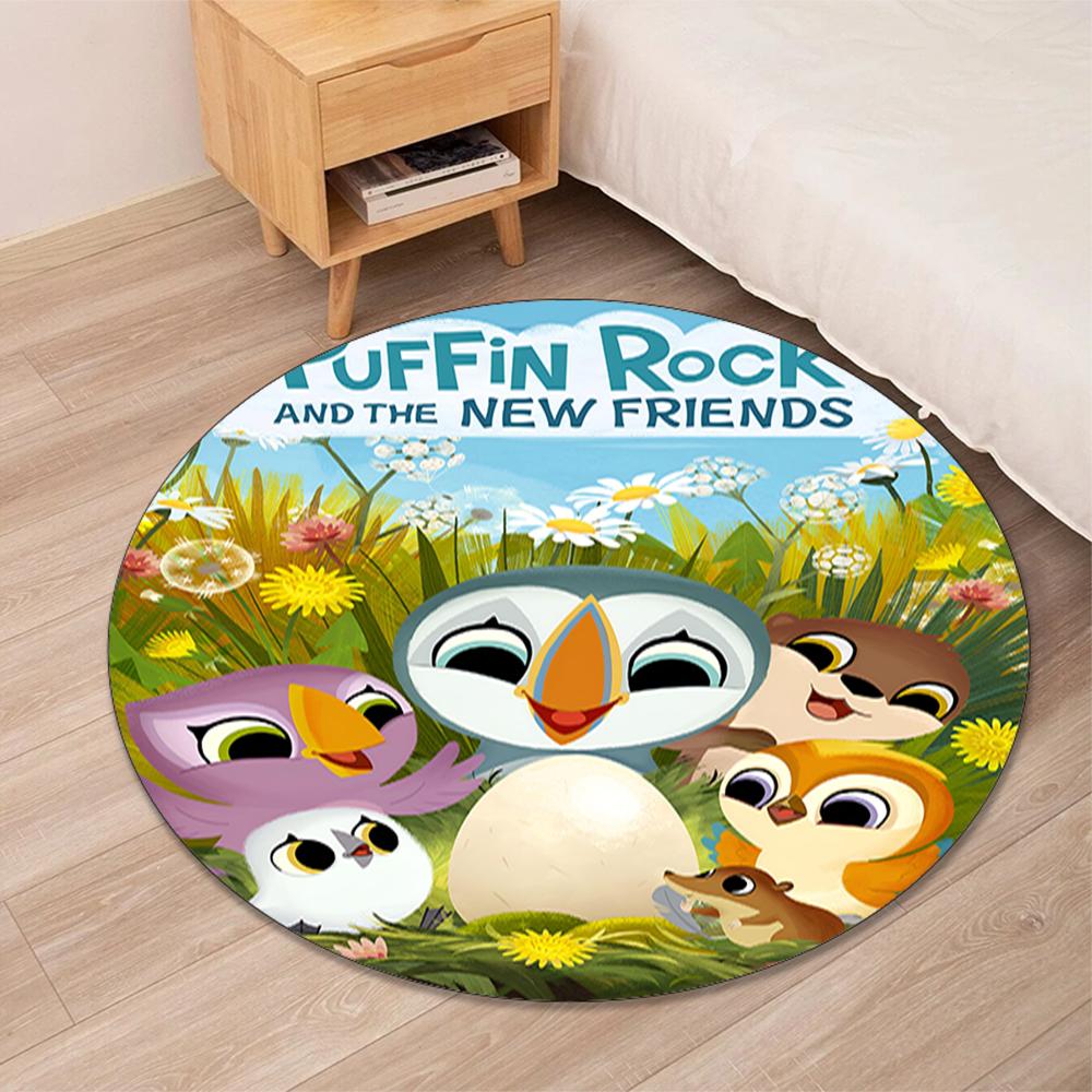 Puffin Rock Tryckt Rund Matta Stolmatta Ytmatta Entré Dörrmattor, för Kontorsstol Vardagsrum Sovrum Kök.