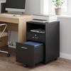 Office Cabinet Mobile Pedestal, 2 Drawers, One Drawer Lockable, 5 Casters, Black, 40 x 40 x 65 cm