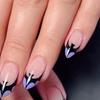 French Style Press-On Nails Almond Shape Halloween Bat Design Pre-Glued Nail Tips Women