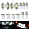13pcs/Set 12V White LED Universal Car Interior Light Dome Map License Plate Lamp Bulb Kit 6000K