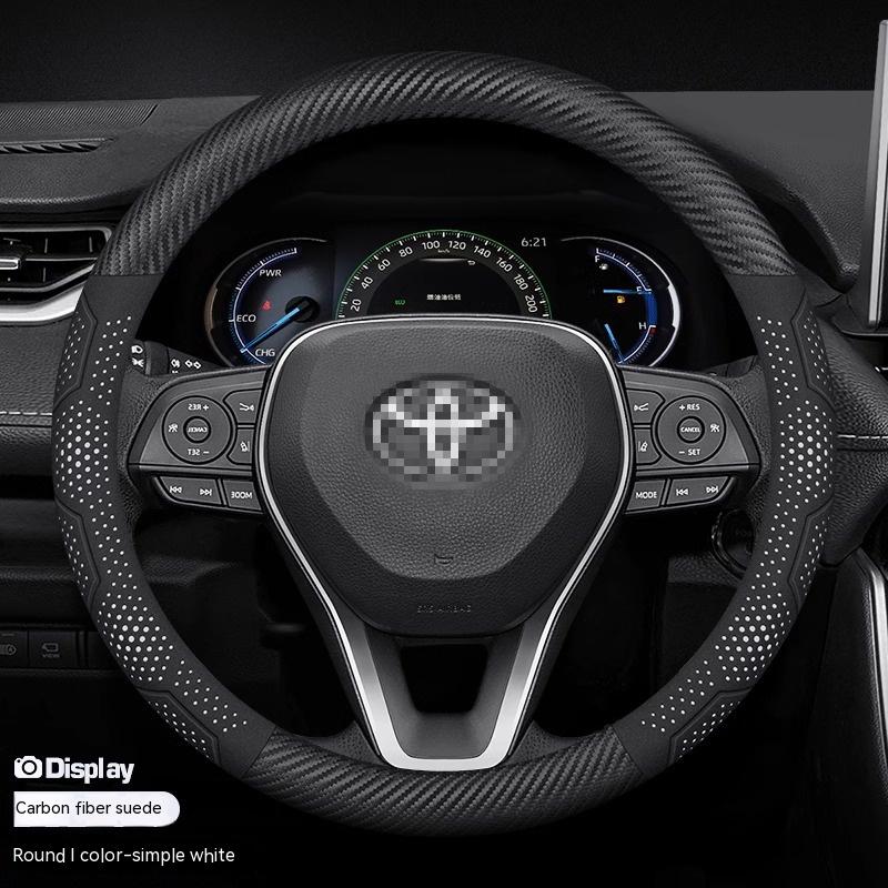 For TOYOTA Crown CHR Yaris Corolla Auris Rav4 Prius Camry raize Prado Carbon fiber Suede Car Steering Wheel Cover Accessories