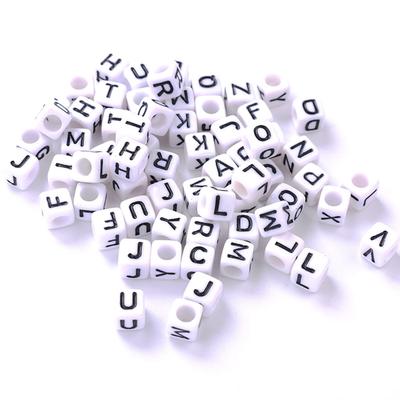 100pcs Letter Alphabet Beads 4mm Square White Acrylic Beads DIY Jewelry Accessories