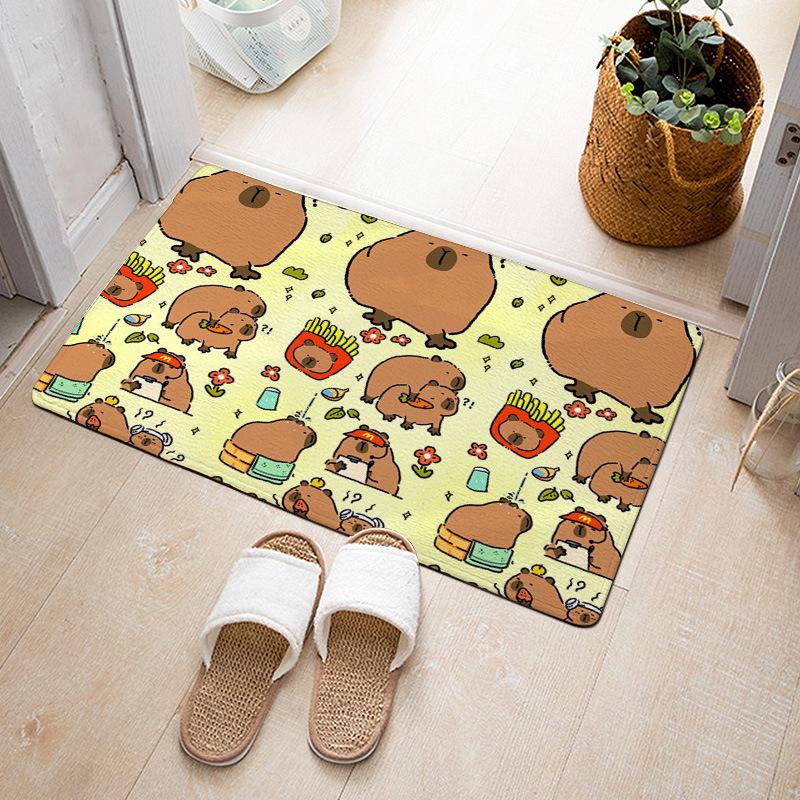 Cartoon Cute Capibala Floor Mat Household Short Pile Carpet Bathroom Non-slip Mat Capybara Animal Bedroom Mat