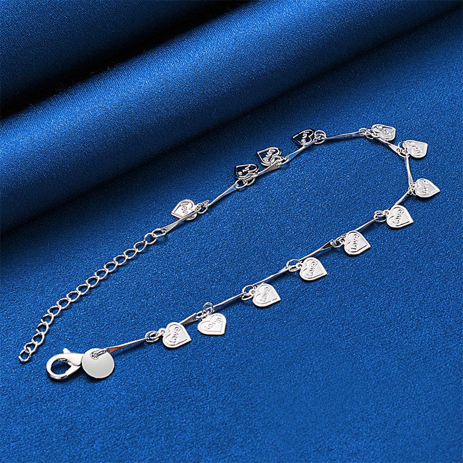Charm 925 sterling silver 8-inch exquisite heart-shaped bracelet for women's fashion parties, wedding gifts and accessories
