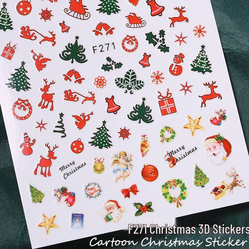 Cute Christmas Nail Stickers: Snowman, Santa, Snowflake & Reindeer Designs