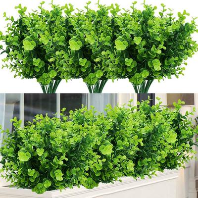 1Pc 7Fork Artificial Plants for Christmas Wreaths Wedding Home Balcony Supplies Decor Candy Box Scrapbook Fake Green Eucalyptus