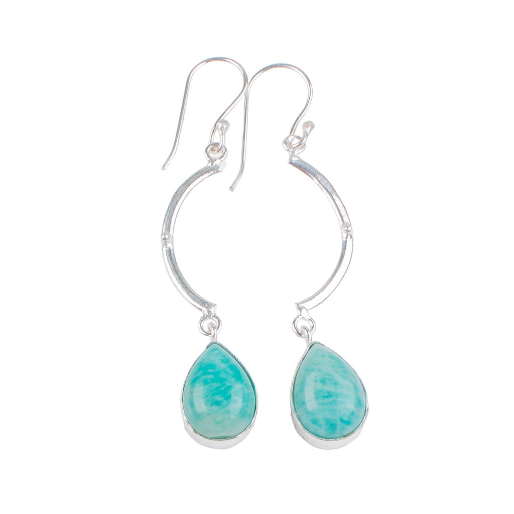 Natural Amazonite Gemstone 925 Sterling Silver Jewelry Handmade Earrings 2.60" EE-43-25