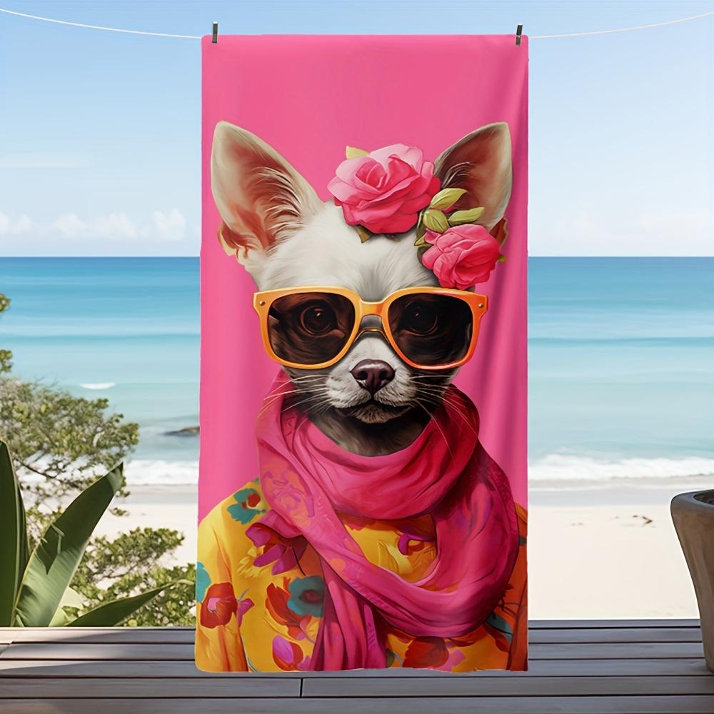 

Wise Elegant Aristocratic Chihuahua Red Beach Towel, Soft Absorbent Quick-Dry for Summer W40*H60(CM)