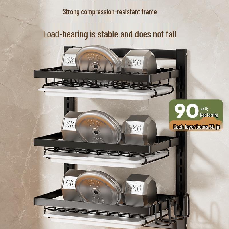 No-Punch Wall-Mounted Dish Drying Rack with Plate and Chopsticks Holder