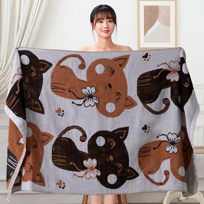 70x140cm Bath Towel Cotton Gauze Adult Household Absorbent No Lint Bath Towel Cute Soft Cartoon Pure Cotton Sand Bath Towel