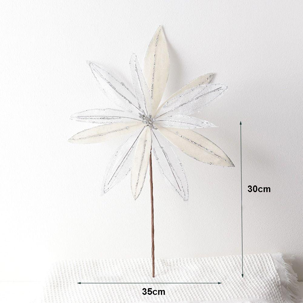 Glitter Christmas Glitter Artificial Flowers with Stems Large 33cm Xmas Tree Flowers Ornaments Cute Creative