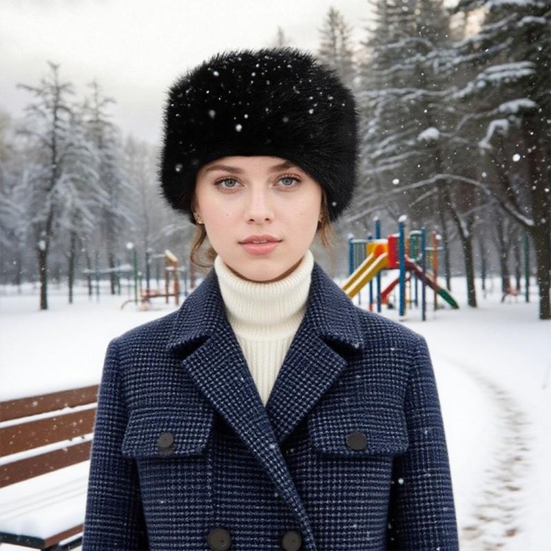 Thick Faux Furs Headbands Hat Windproof Hairband for Winter Warmth Comfortable Open Top Elastic Headwrap for Outdoor 2PCS