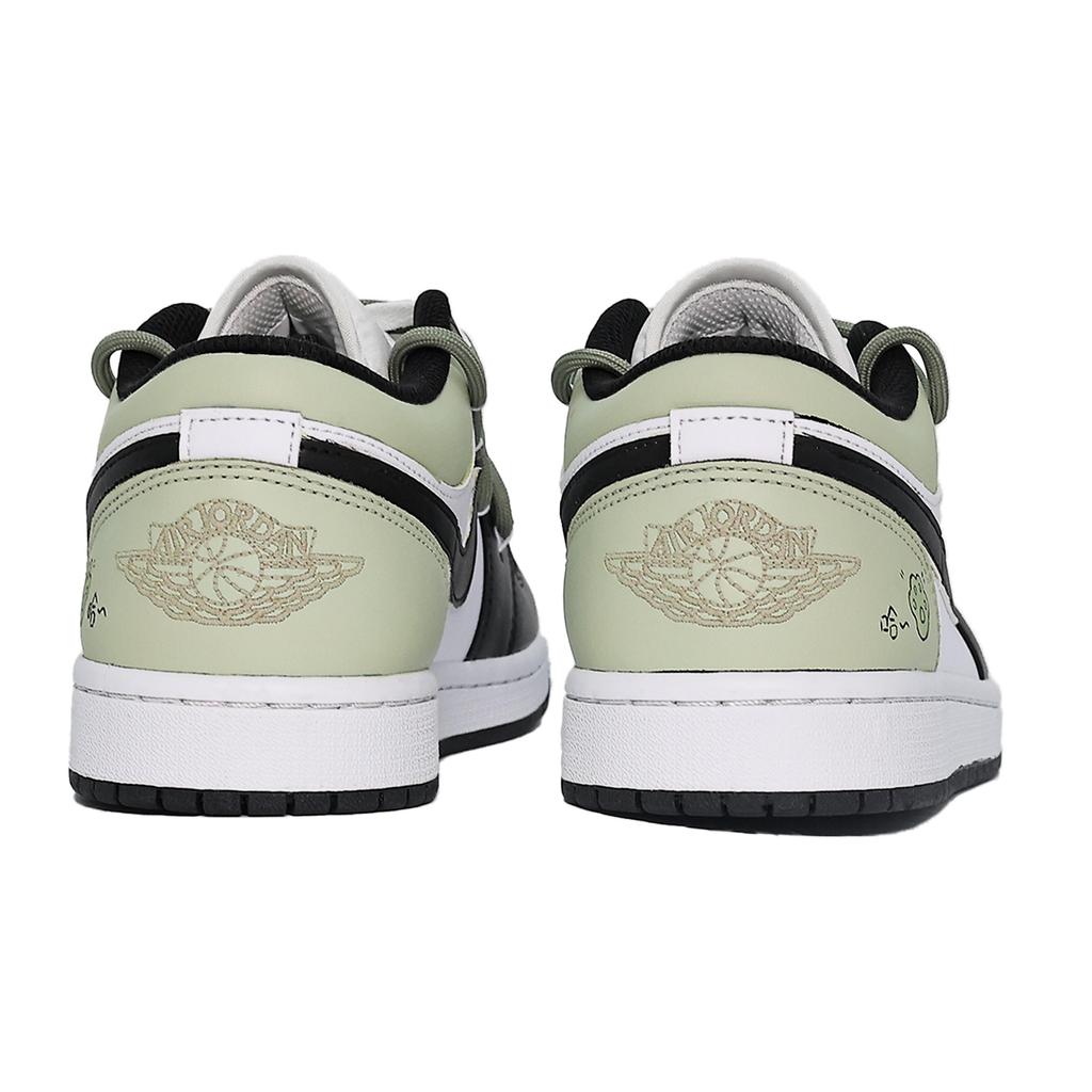 Jordan Air Jordan 1 Abrasion Resistant Low Top Vintage Basketball Shoes Unisex Black Green White 553558-165(Team1483-)