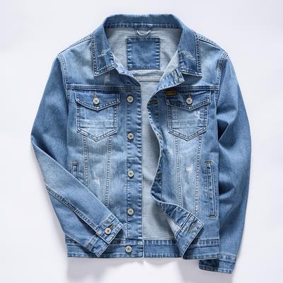 Veste en jean décontractée à revers pour homme, grande taille.