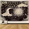 2D Black and White Boho Sun Moon Stars Tapestry Wall Art Banner