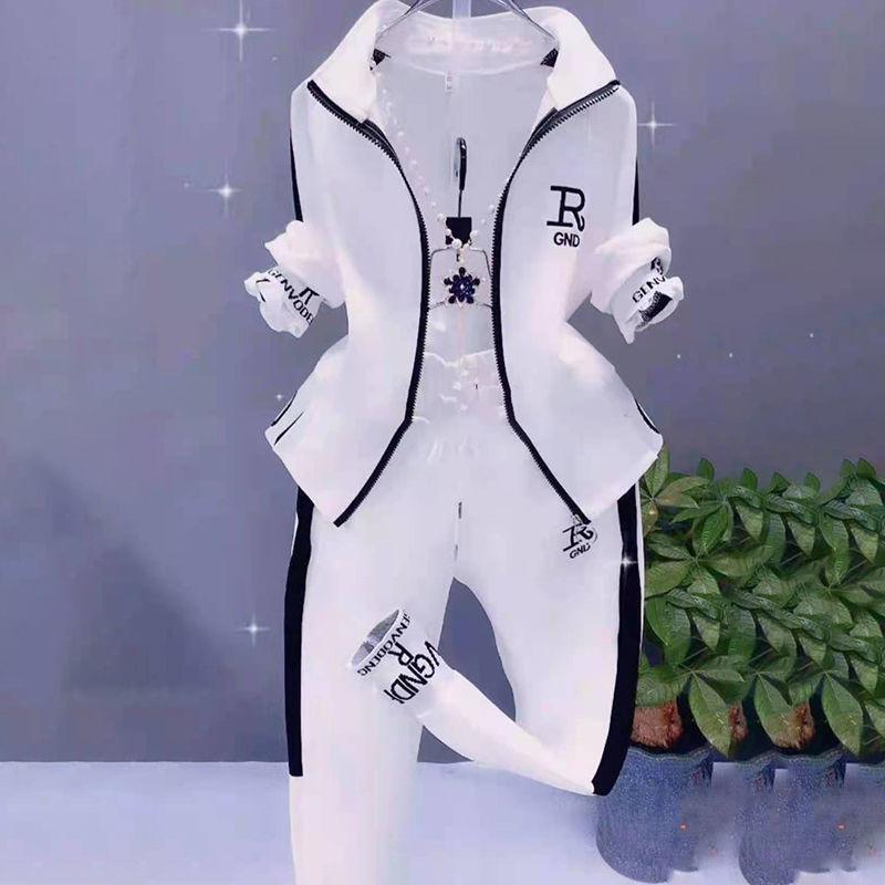 Γυναικείο Αθλητικό Σετ Φόρμας Φθινόπωρο Χειμώνας Καθημερινή Μόδα Κορεάτικο Στενό Παλτό Μπλούζα Μακρυμάνικη Παντελόνι Σετ Δύο Τεμαχίων Για Γυναίκες