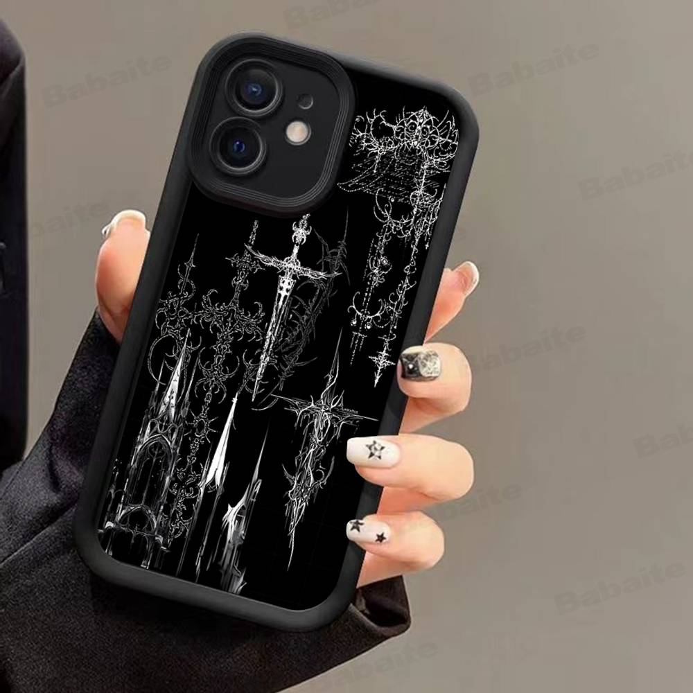Gotisches Cyber-Sigil-Kreuz Handyhülle Für iPhone 17 Air 16 e 15 14 13 12 11 Pro Max Plus Mini SE 2020 2022 Silikon Hülle