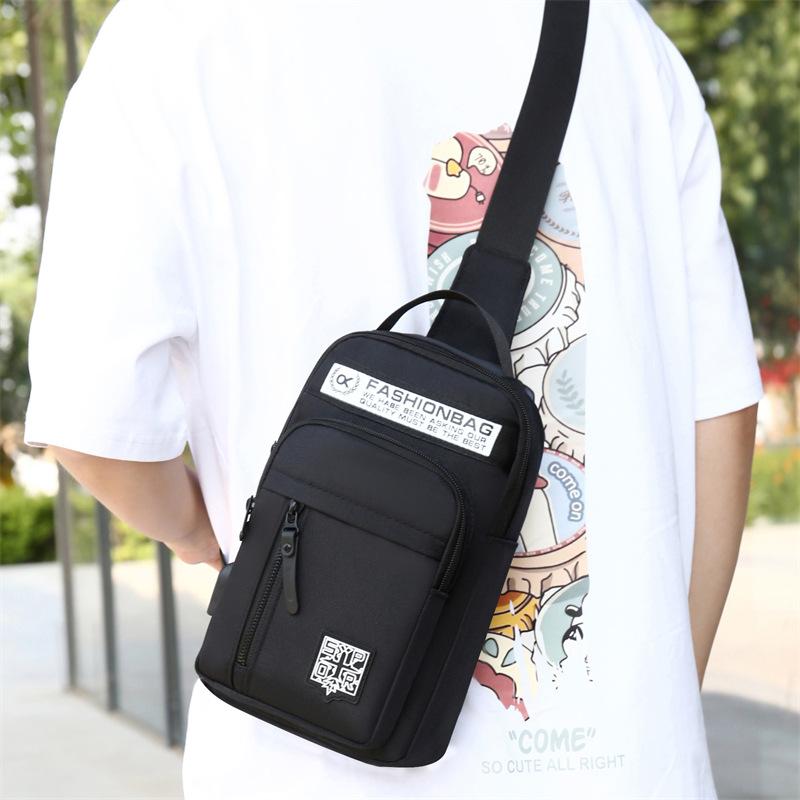 Breast bag men's high-end new single shoulder satchel casual fashion Oxford cloth chest bag outdoor sports lightweight backpack