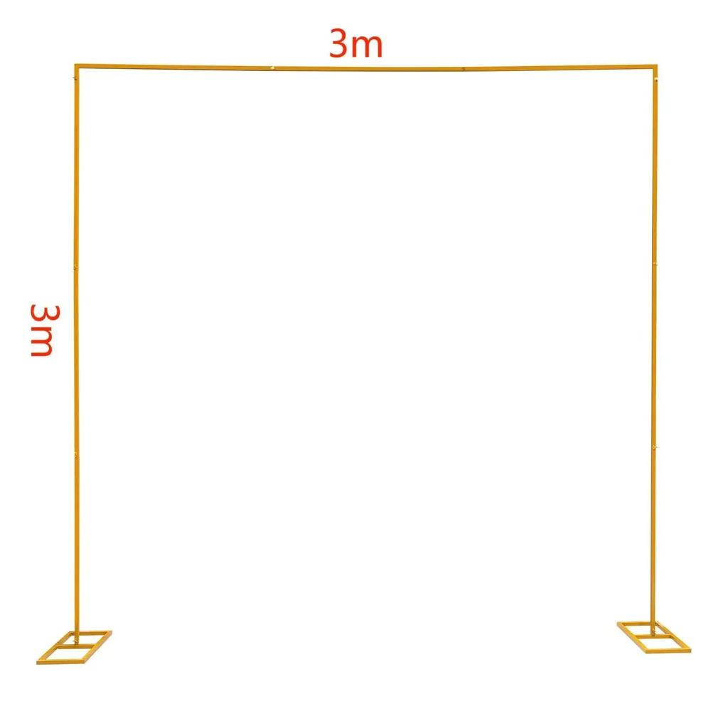 10x10 FT Backdrop Stand Heavy Duty with Base, Gold Wedding Backdrop Pipe Kit Square Metal Balloon Arch Stand Garden Arbor Frame