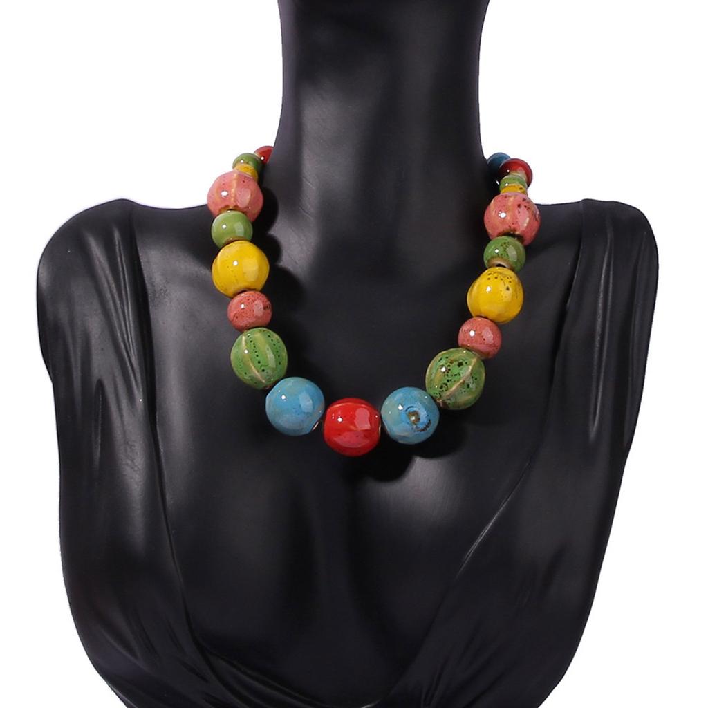 Colorful Ceramic Pendant Necklace Durable High Fired Design Stylish Neck Chain Jewelry Gift for Her Everyday Wear
