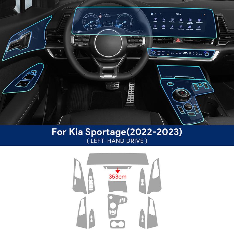 Protezione antigraffio in TPU Adesivo Interno per KIA Sportage NQ5 Console Centrale Auto Cruscotto Media Navigazione Pellicola