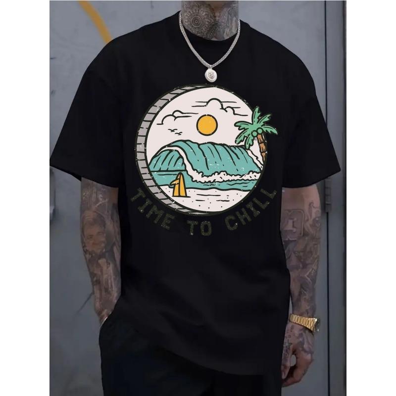 

Европейский размер, повседневная рубашка с коротким рукавом для спорта для мужчин, с модным 2D-принтом, изготовлена из эластичного и удобного материала S чёрный