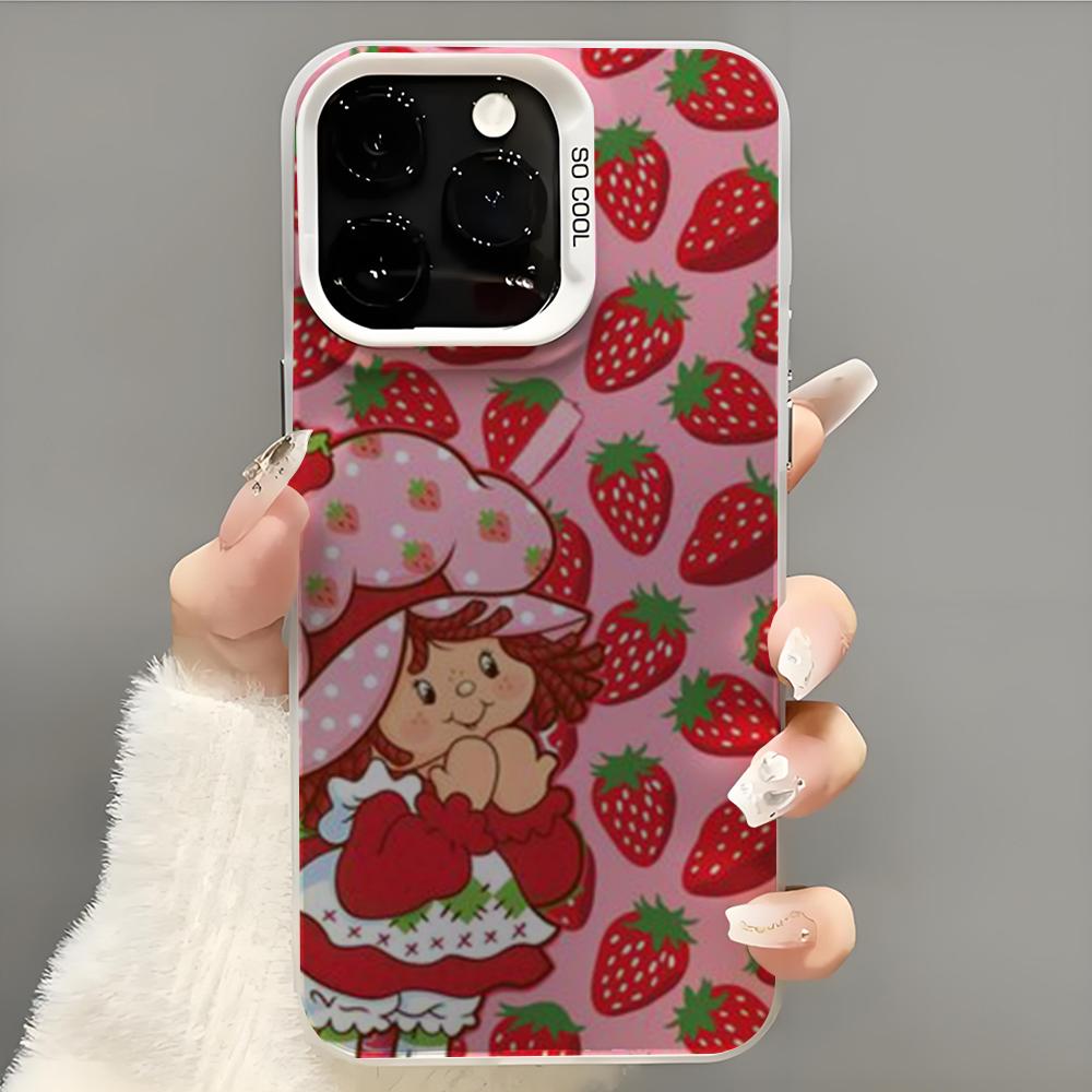 Girl Pink Strawberry S-Shortcake Phone Case  Phone Case For iPhone 14 16 15 11 12 13 Pro Max Mini Plus Shockproof Cover