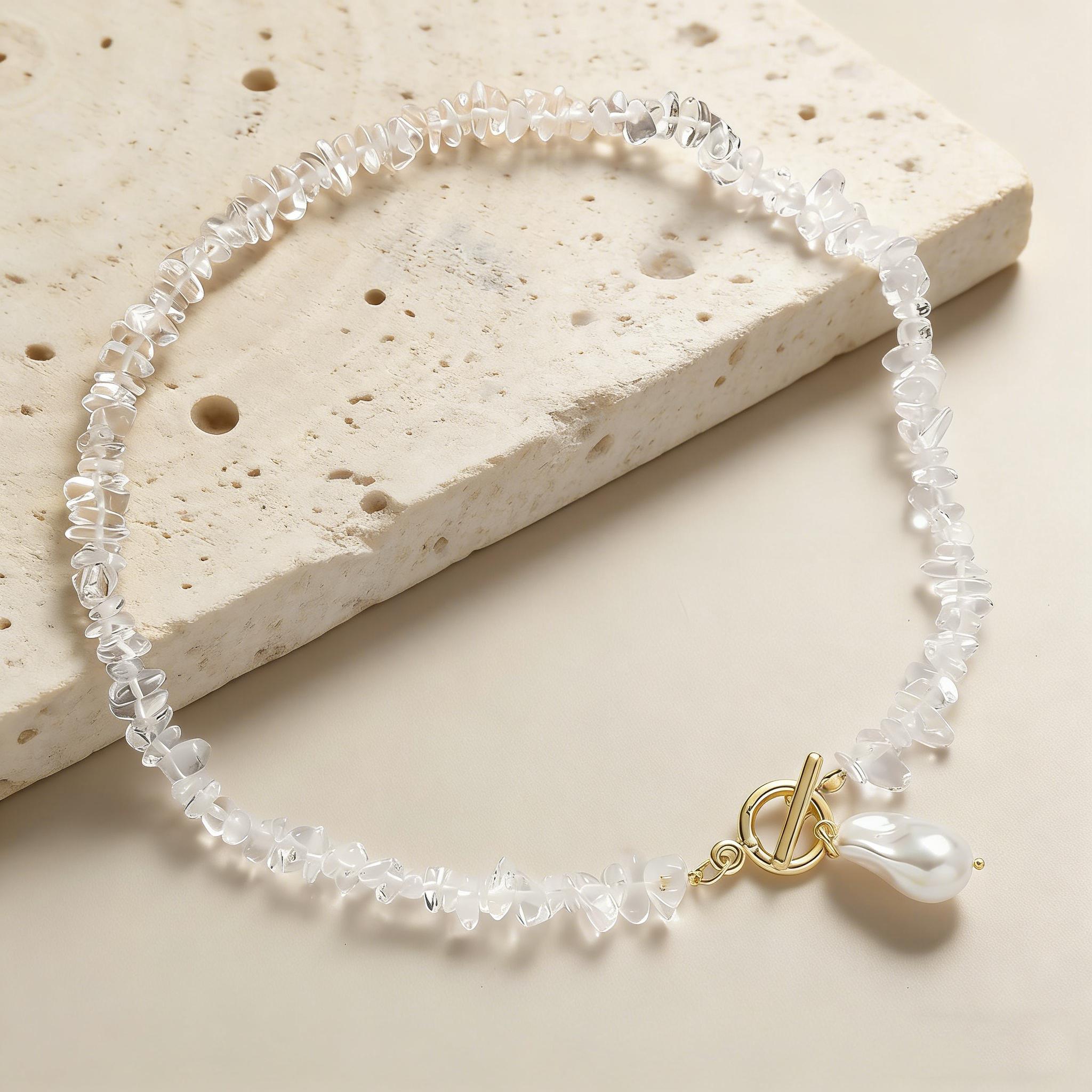 

High Quality Elegant Imitation Pearl Pendant for Women Simple Stainless Steel Round Snake Chain Necklace Waterproof Jewelry Gift