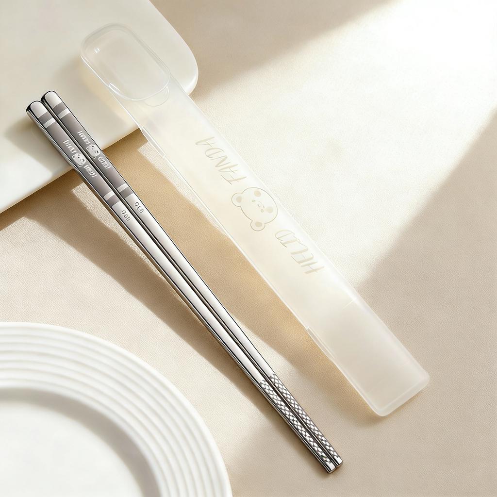 1/5/10 Pairs Non-slip Chinese Chopsticks With Box Portable Heat Resistant 304 Stainless Steel Chopsticks Reusable Sushi Sticks